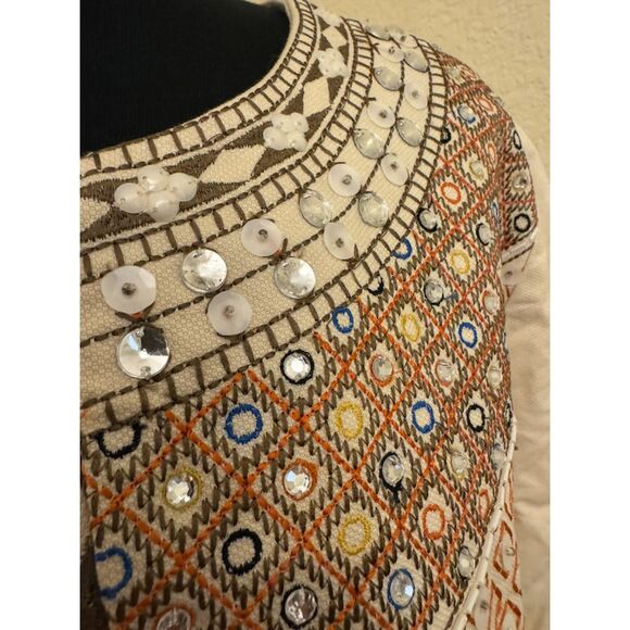 Chico's Beaded Sequined Fully Lined 3/4 Sleeve Jacket - Sz 3 (XL/16) - Picture 2 of 16
